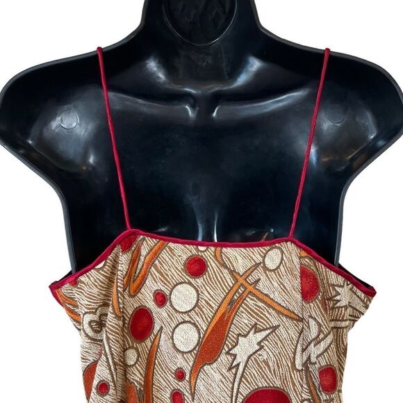 Rare Vintage 90s Retro Y2K Abstract Stretchy Spaghetti Strap Mini Dress - Picture 13 of 15